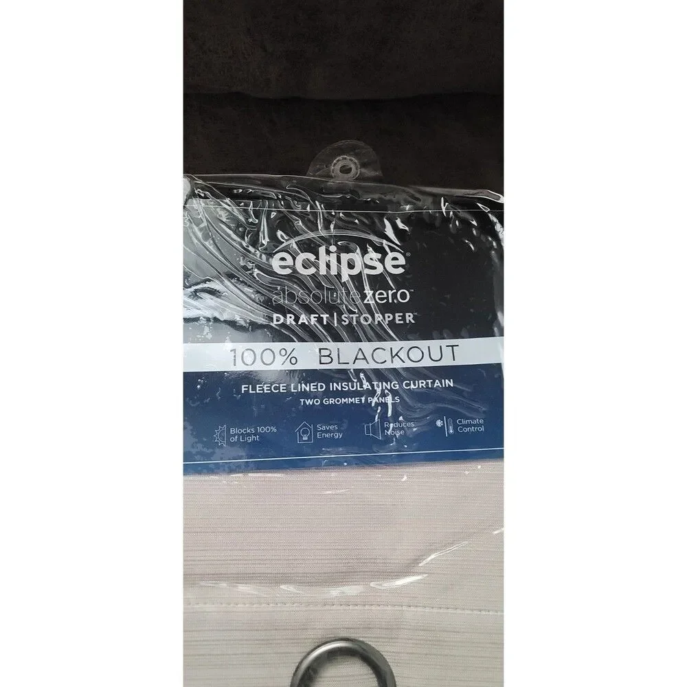 Eclipse Talisa Absolute Zero Beige Blackout Curtain Draft Blocker 63x37 Set of 2
